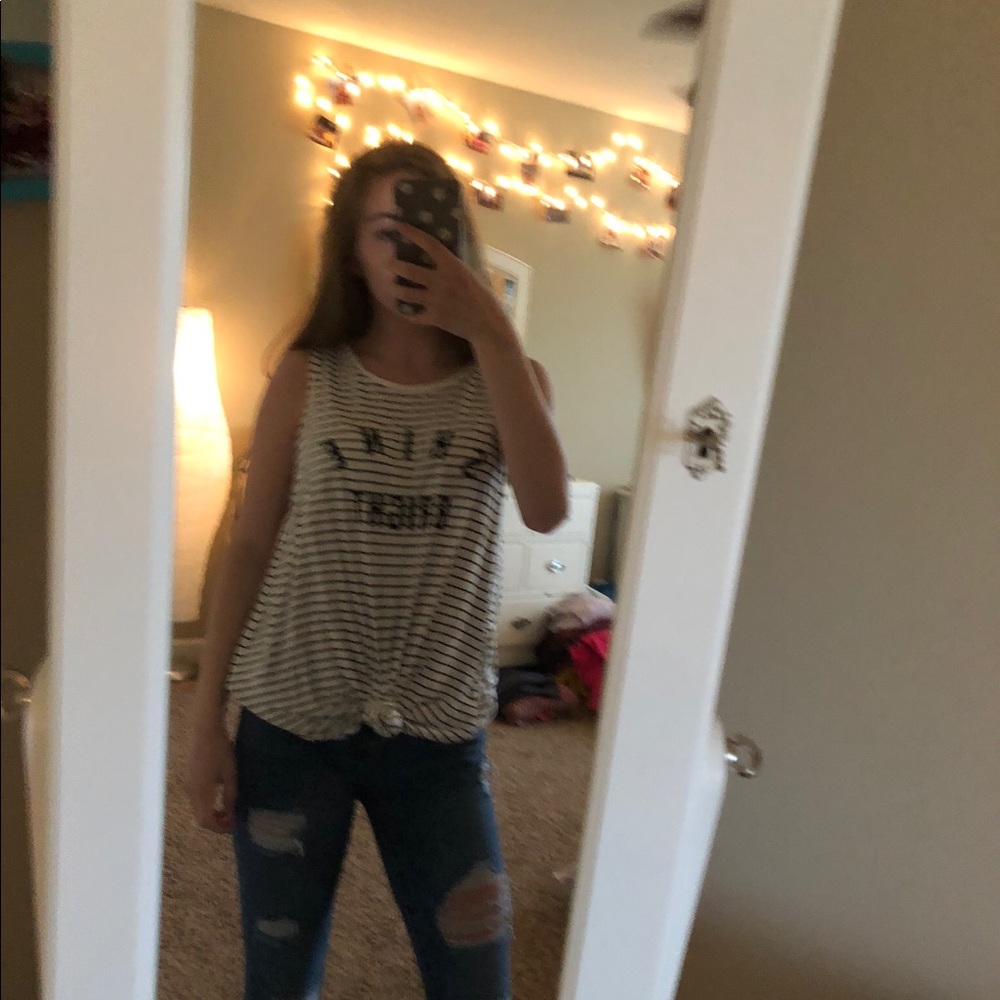 Black and white striped tank